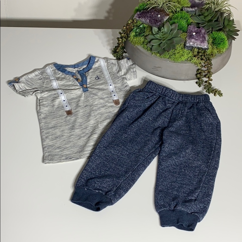 Calvin Klein Suspender Short Sleeve T-Shirt and pants bundle baby 18 m
